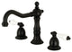 Kingston Brass Widespread Bathroom Faucet With Brass Pop-Up, Matte Black