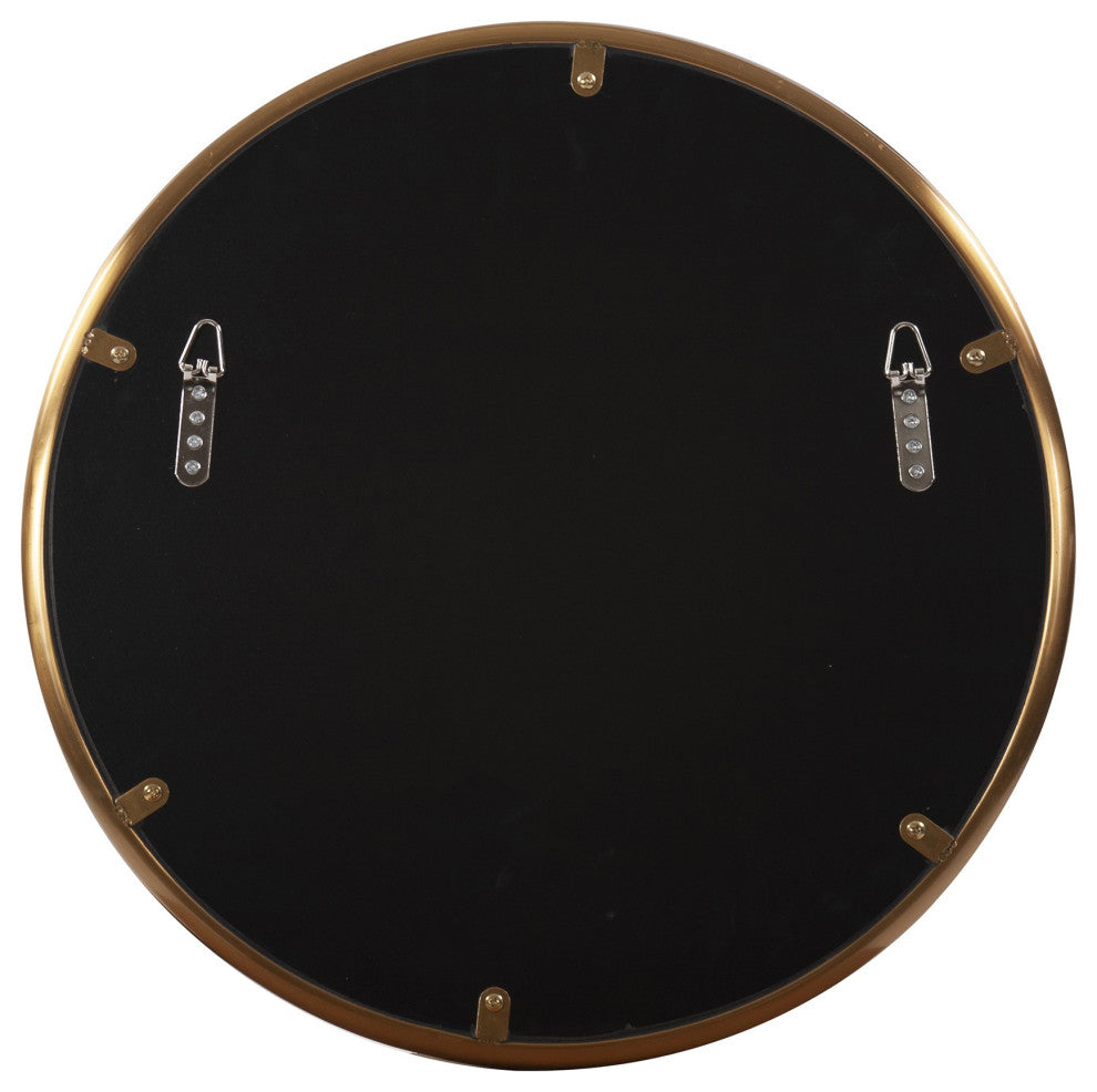 20' Antiqued Brushed Brass Round Wall Mirror
