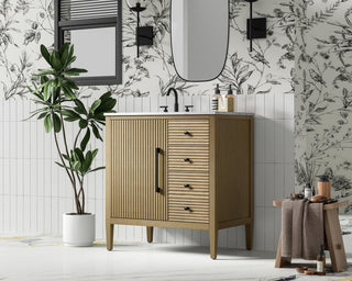 Home Living 32" Single Bathroom Vanity, Linen Oak