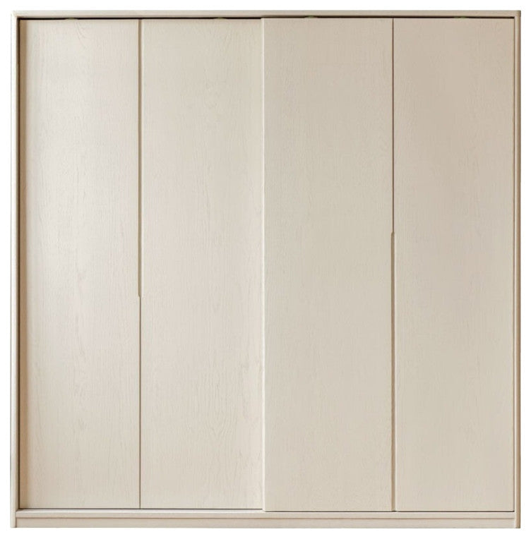 Oak Solid Wood Cream Wardrobe Sliding Door, 78.7x24.4x86.6"