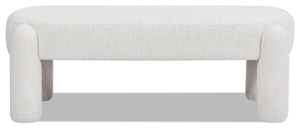 Hugo 49" Boucle Oval Fully Upholstered Bench, Milky White Cream