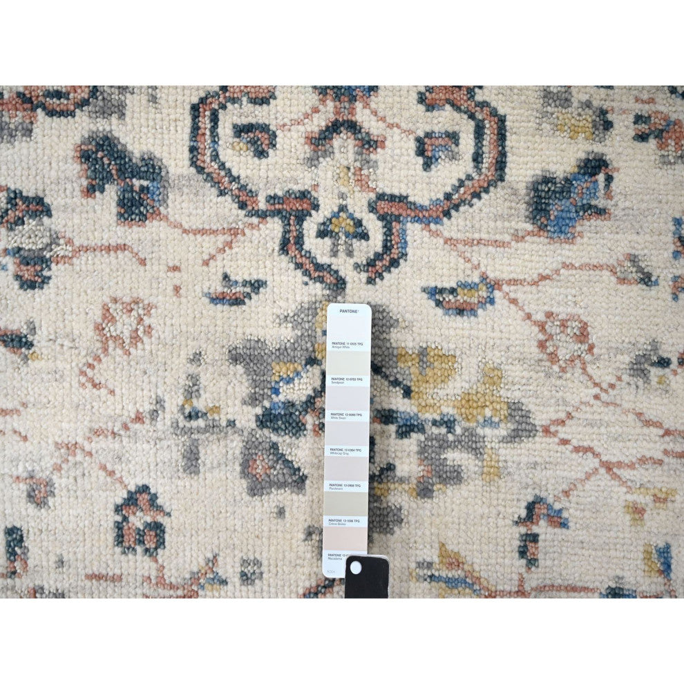 Ivory Mahal Design 100% Wool Hand Knotted Oriental Rug, 11'10"x17'8"
