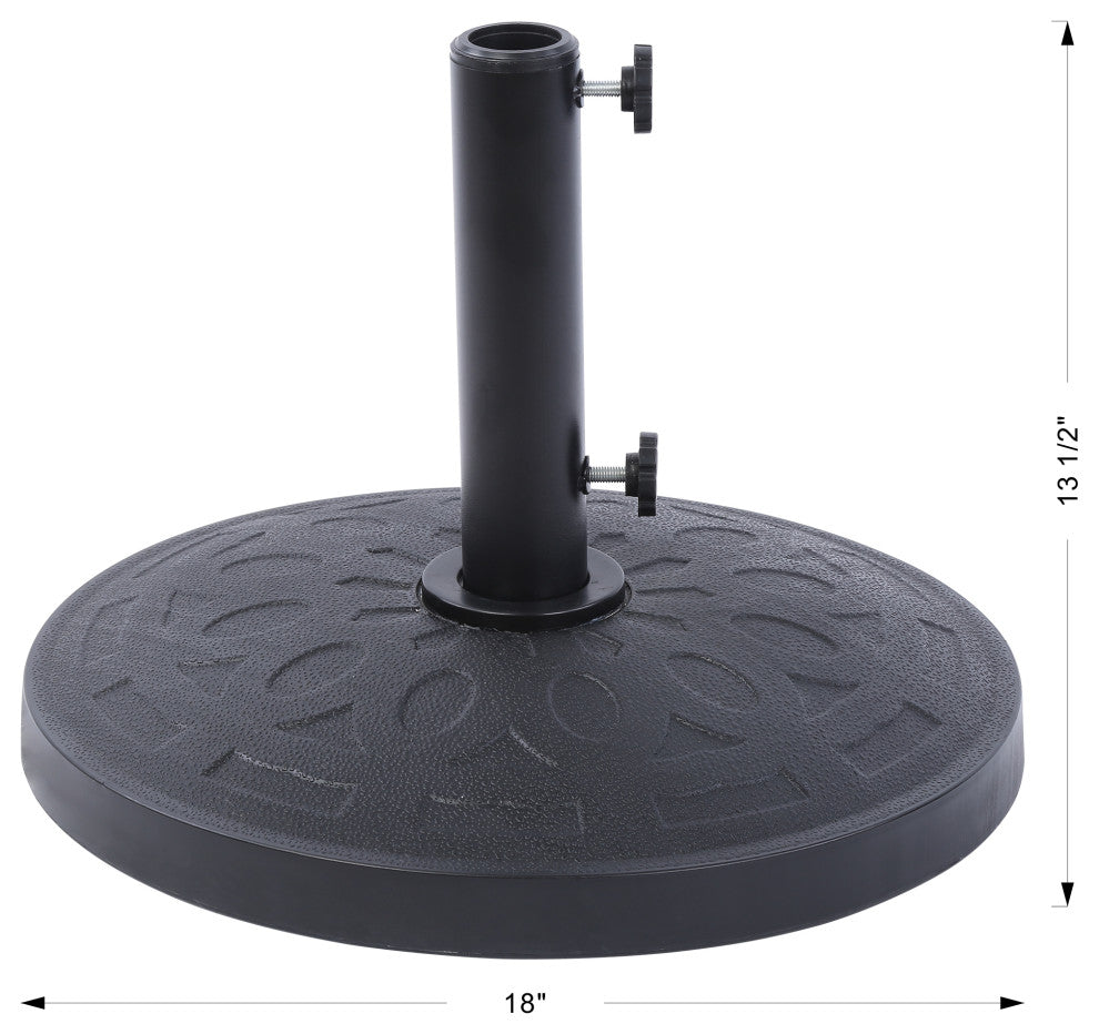 WestinTrends Round Resin Patio Umbrella Base w/ Decorative Pattern, Black