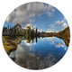 Clear Lake With Pine Trees Panorama, Landscape Disc Metal Wall Art, 11"