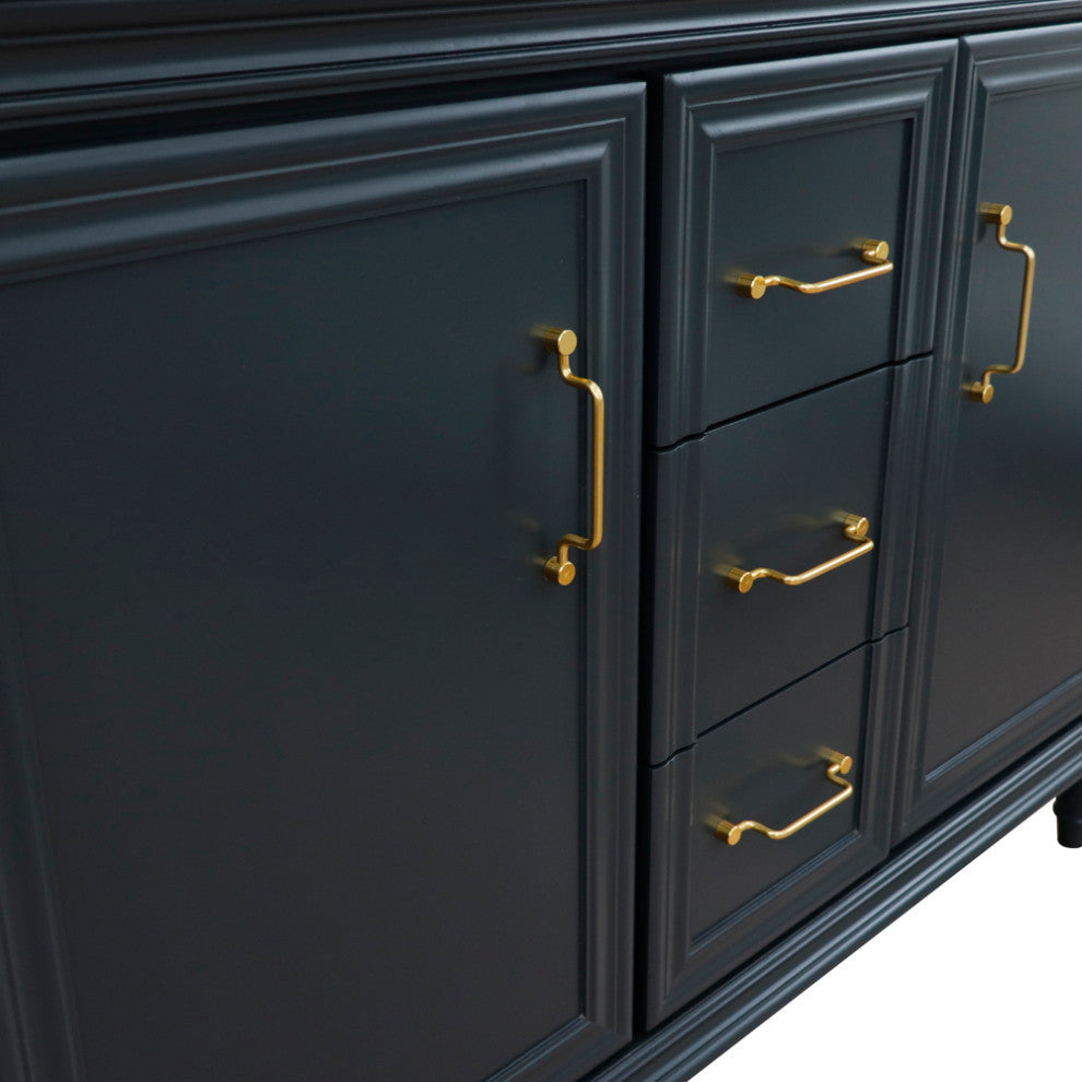 49" Double Vanity, Dark Gray Finish With Engineered Stone Top And Round Sink