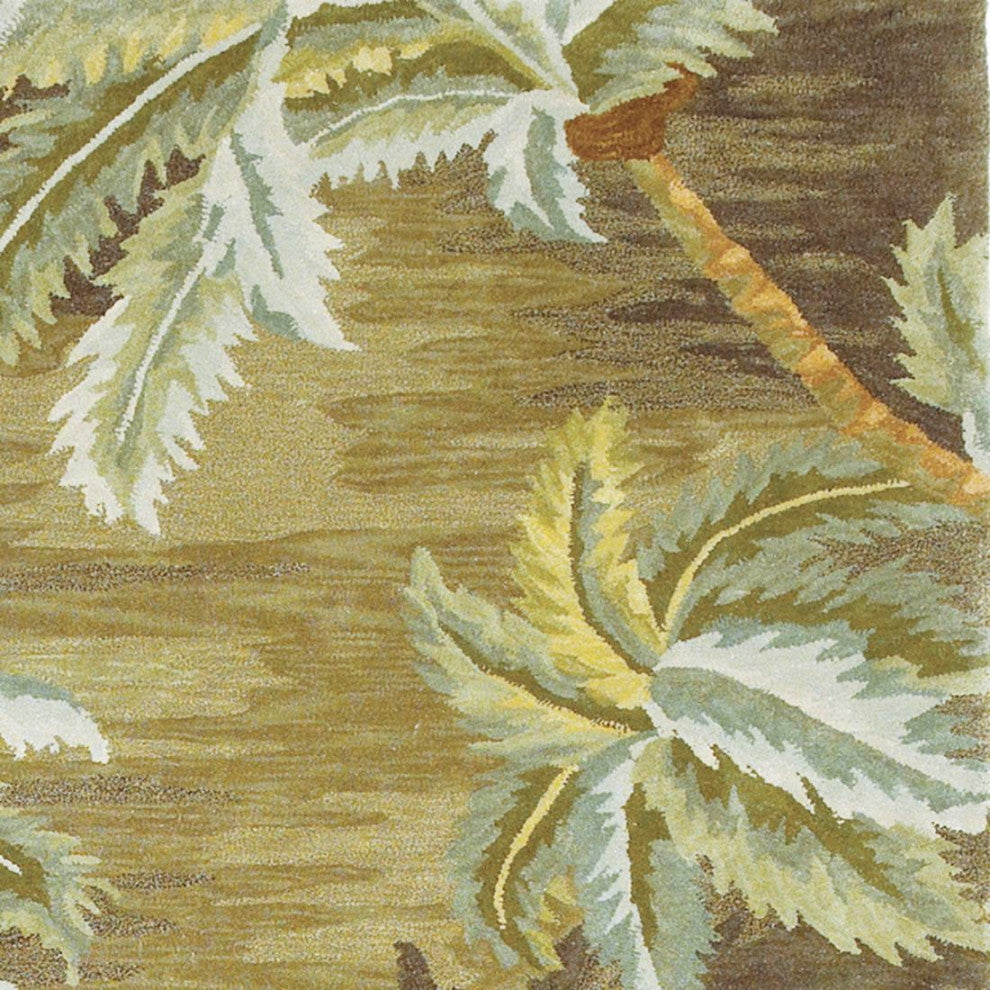 KAS Sparta 3102 Moss Palm Trees Area Rug, 7'9"x9'6"