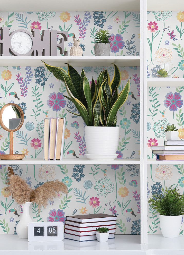 Disney Encanto White Embroidery Floral Peel and Stick Wallpaper