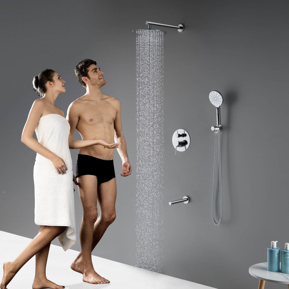 Circular Pressure 3-Function Shower System, Rough-In Valve, Chrome