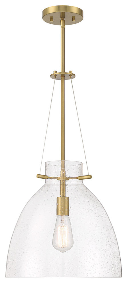 Foster 1-Light Pendant, Matte Black, Warm Brass