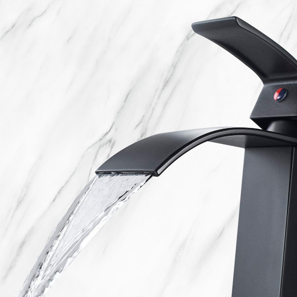 TATEUS Waterfall Spout Bathroom Faucet, Bathroom Vanity Sink Faucet