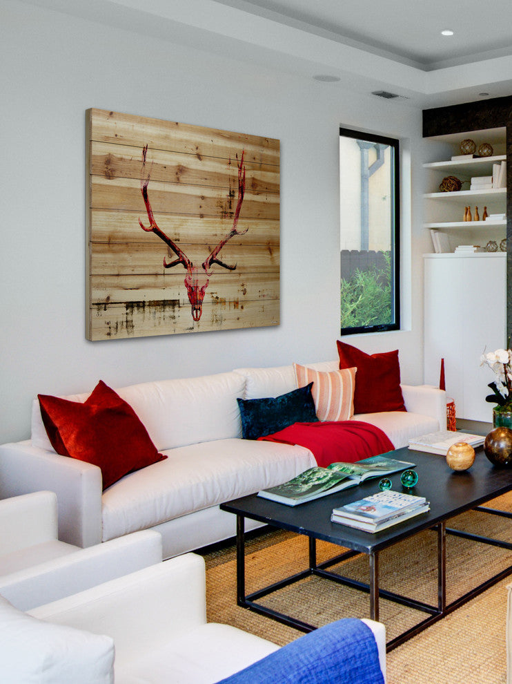 "Hot Temper" Painting Print on Natural Pine Wood, 40"x40"