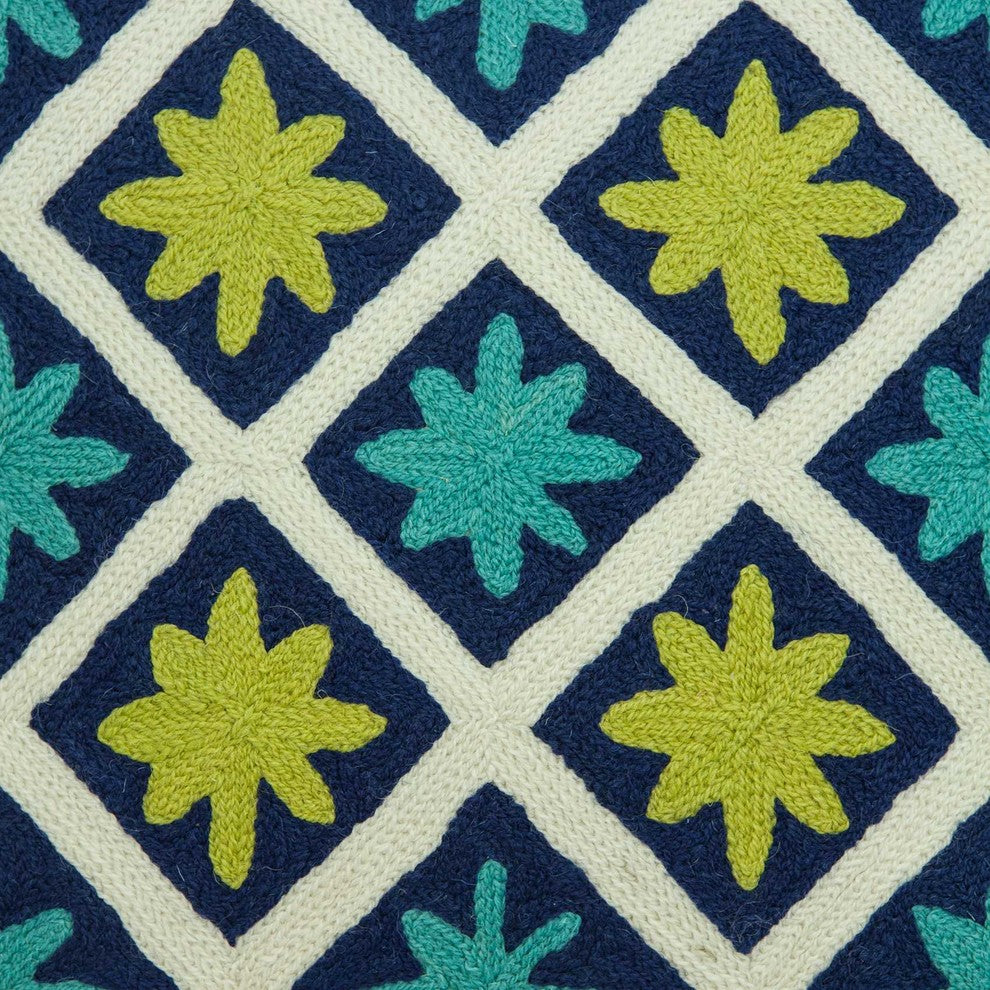 HomeRoots 20" x 7" x 20" Handmade Shades Of Green Pillow Cover With Poly Insert