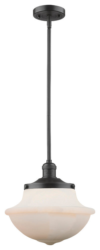 Large Oxford 1-Light Mini Pendant, Oil Rubbed Bronze, Matte White
