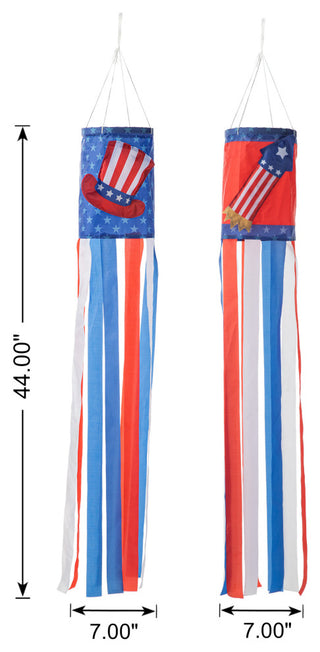44"H Patriotic Hat/Firecracker Windsocks, 2-Piece Set