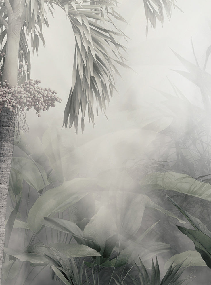 Misty Jungle Forest Vinyl Peel and Stick Mural, 24"x108", Single