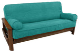 Solid Microsuede Full Futon Cover Set, Aqua Blue