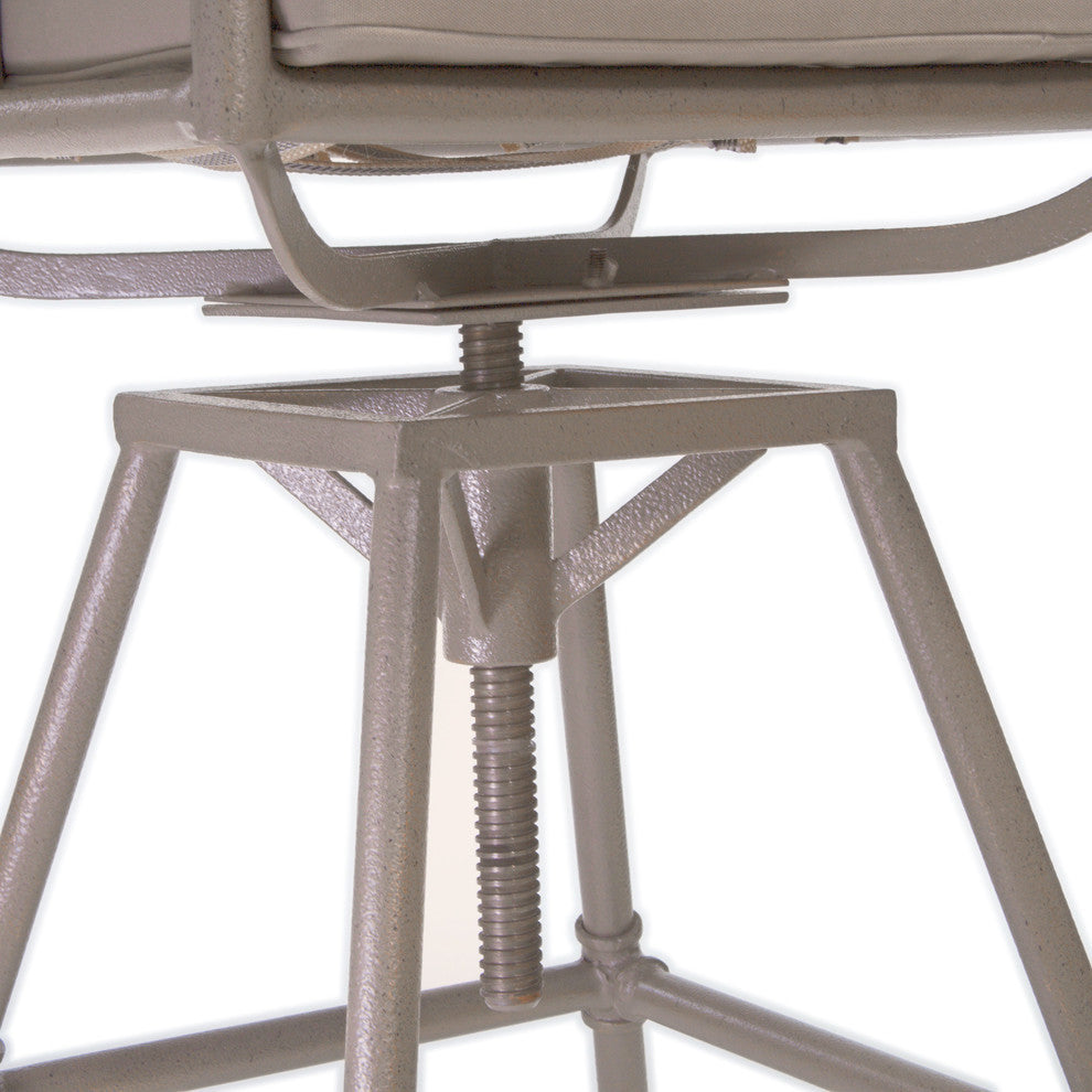 GDF Studio Tallahassee Pipe Outdoor Adjustable Barstool, Gray and Brass