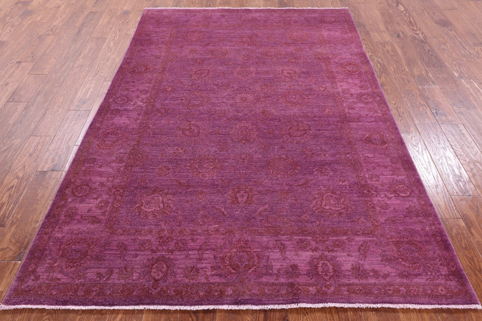 Overdyed Full Pile Hand-Knotted Wool Rug 5' 5" X 7' 9" - Q12722