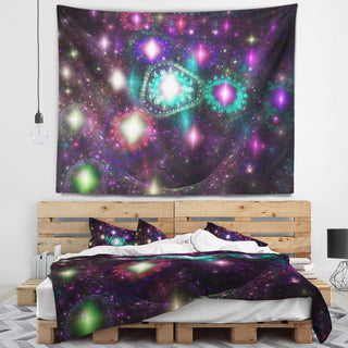 Far Bright Colorful Space Galaxy Abstract Wall Tapestry, 92"x78"