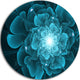 Fractal Flower Clear Blue Digital Art, Floral Disc Metal Wall Art, 23"