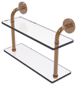 Remi 16" Two Tiered Glass Shelf, Brushed Bronze