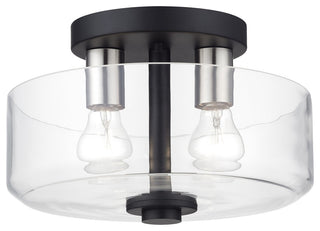 Whitworth 2 Light Black Medium Semi-Flush with Clear Glass