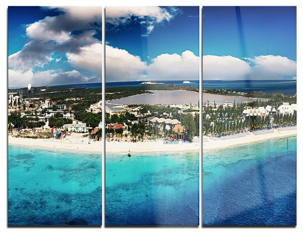 "Caribbean Coast Tropical Panorama" Photo Metal Wall Art, 3 Panels, 36"x28"