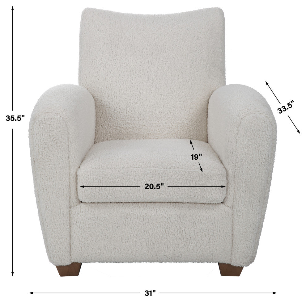 Uttermost Teddy White Shearling Accent Chair