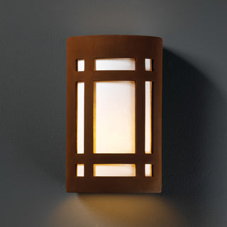Ambiance Large Craftsman Window, Closed Top Outdoor Wall Sconce, Rust