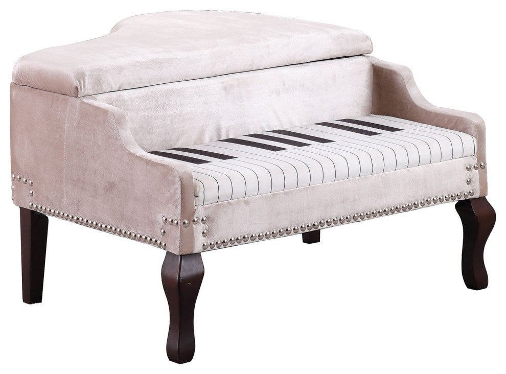 Silver Velour Baby Grand Piano Storage Bench