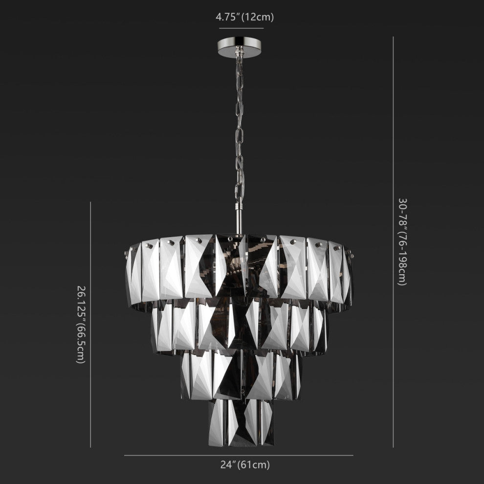 Safavieh Couture Jaylee Crystal 4 Tier Chandelier, Nickel/Dark Grey