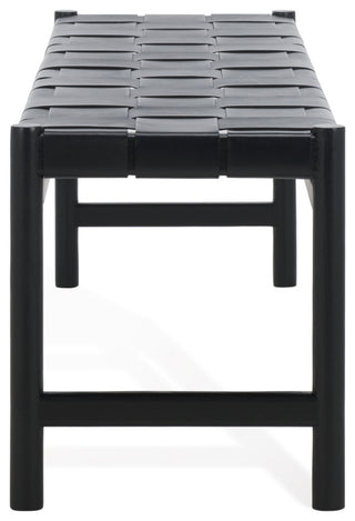 Safavieh Couture Devnie Woven Leather Bench, Black