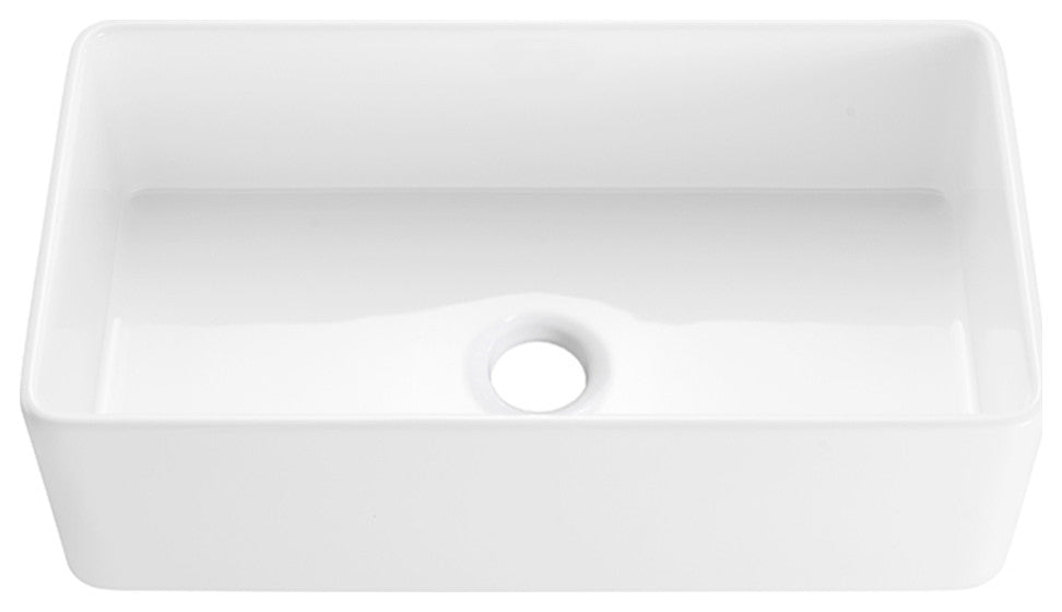 30-inL x 18-inW Farmhouse Apron Front White Ceramic Kitchen Sink