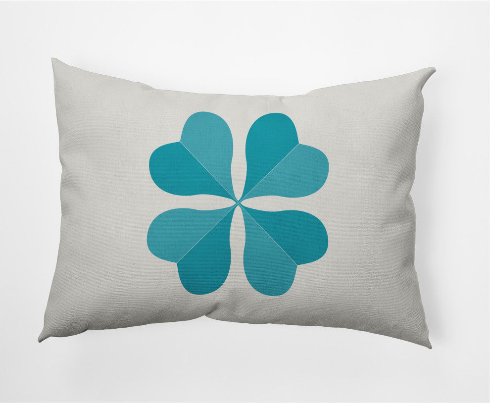 Lucky Clover St. Patrick's Day Indoor/Outdoor Pillow, Explorer Blue, 14x20"