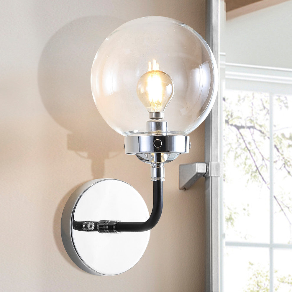 Caleb 1-Light Brass Wall Sconce, Chrome / Black, 1 - Light(s)