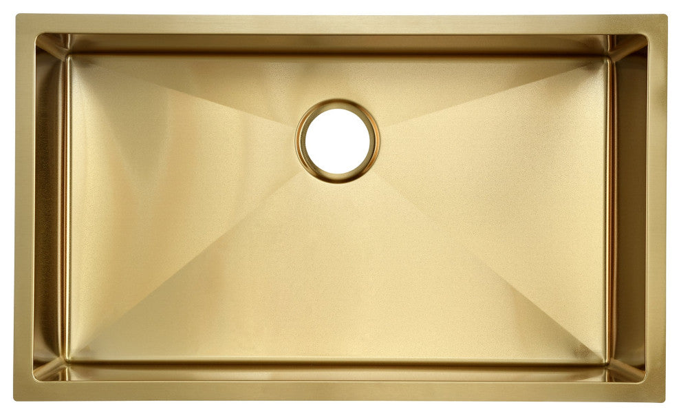 Rivage 32 x 19 Stainless Steel, Single Basin, Undermount Kitchen Sink, Gold