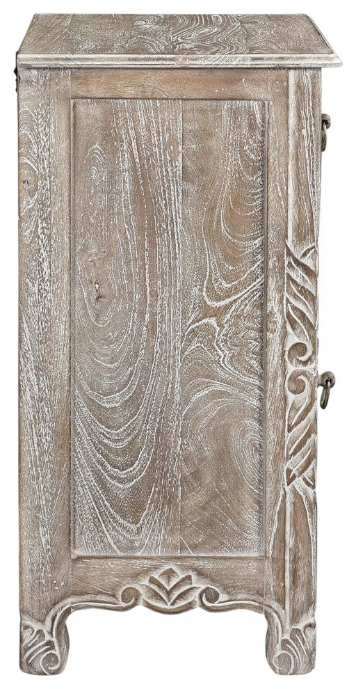 Delaney Carved 1 Door Nightstand, Limestone Gray, Right