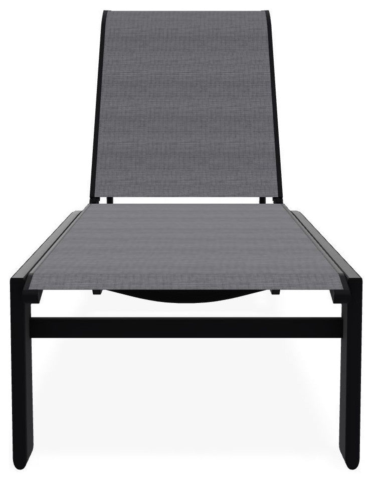 Kendall Sling Stackable Outdoor Chaise Lounge, Augustine Pewter/Black