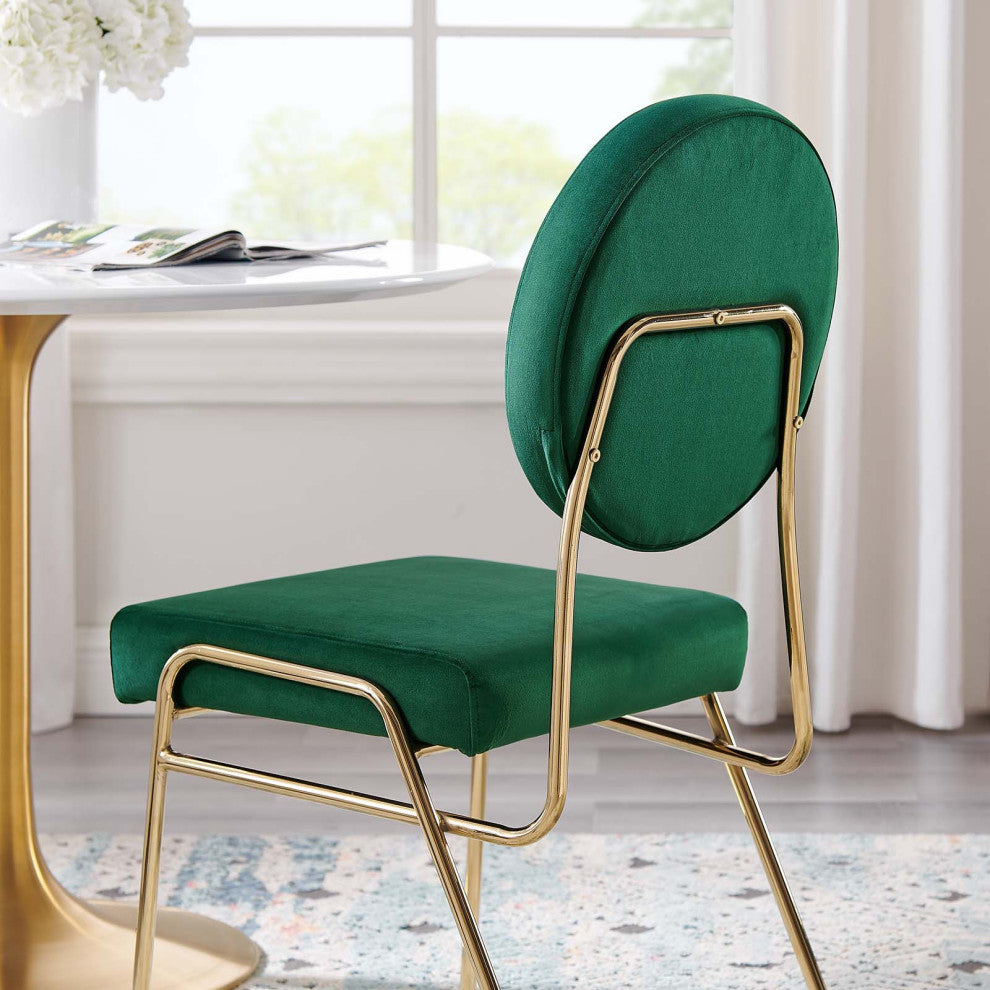 Craft Performance Velvet Dining Side Chair, Gold Green