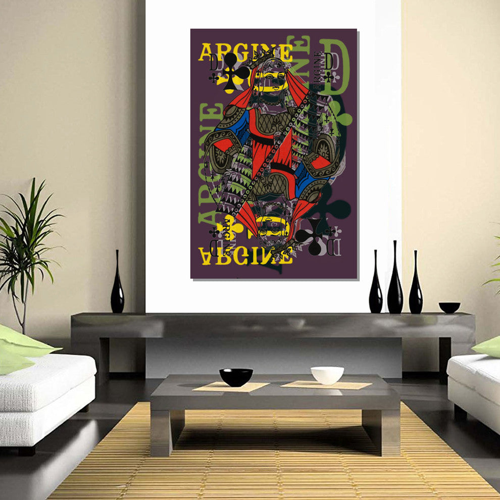 French Playing Card, Argine, Dame De Trefles, Queen of Clovers, Pop Art