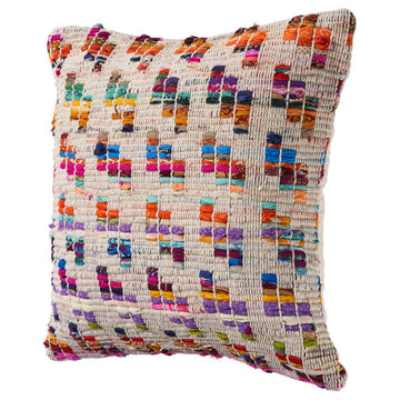 Eclectic Multicolored Chindi Throw Pillow