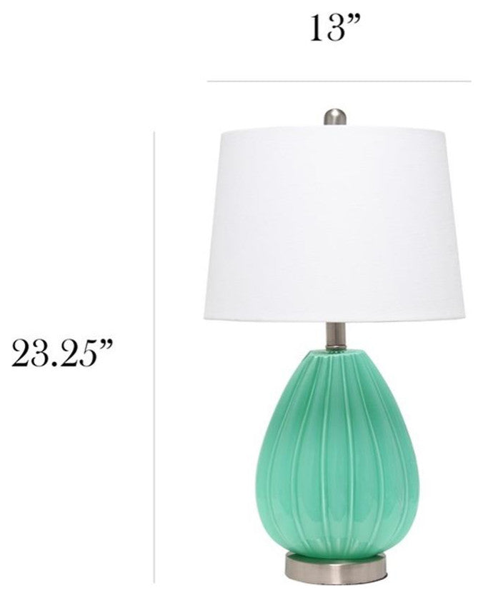 Elegant Designs Creased Table Lamp with Fabric Shade, Seafoam