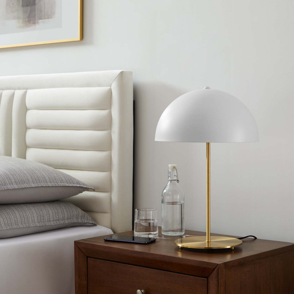 Ideal Metal Table Lamp, White Satin Brass