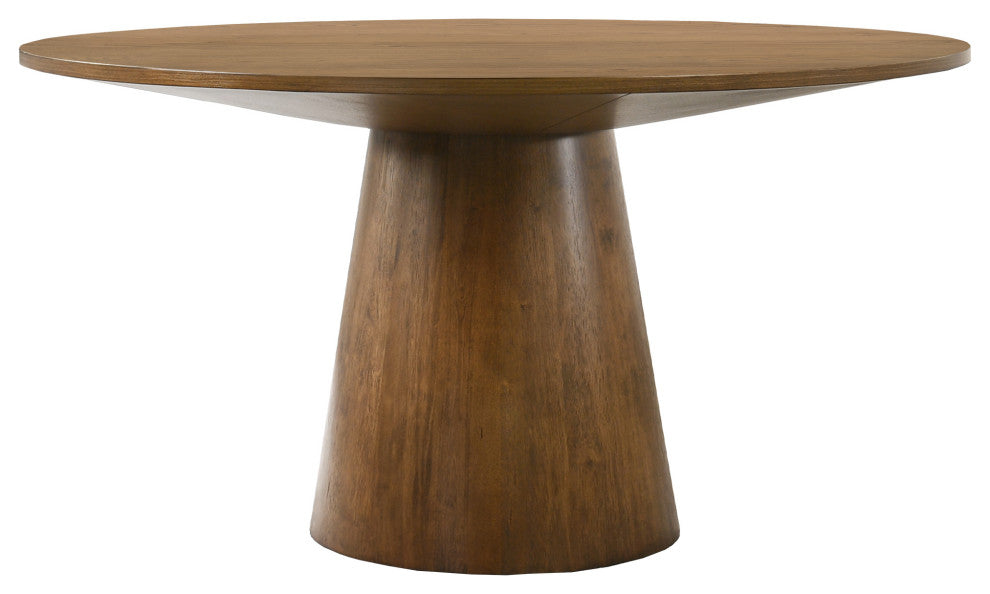 Terra Transitional Round Dining Table Only, Walnut