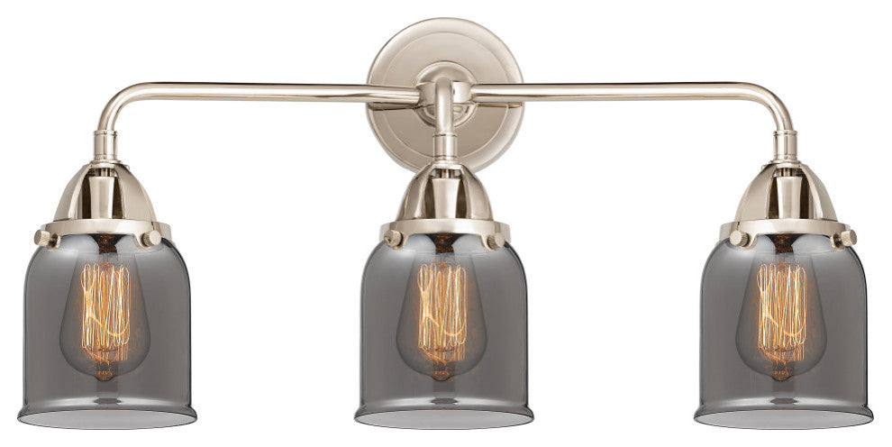 Small Bell Bath Vanity Light, Polished Nickel, Plated Smoke, Plated Smoke