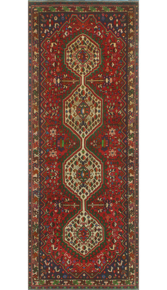 Fine Vintage Distressed Bahira Rust/Ivory Runner, 3'8x9'6