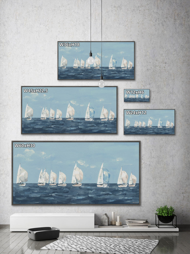 "Sailing Out" Floater Framed Painting Print on Canvas, 60x30