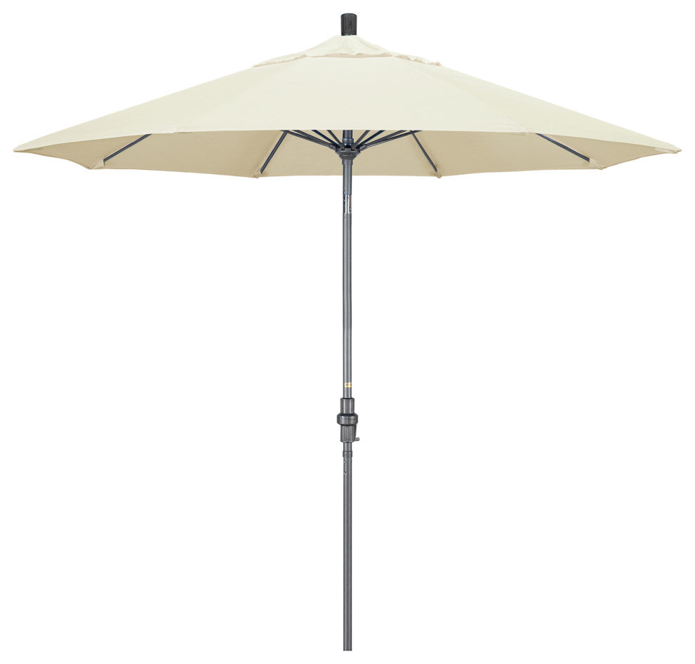 9' Grey Collar Tilt Lift Fiberglass Rib Aluminum Umbrella, Pacifica, Canvas