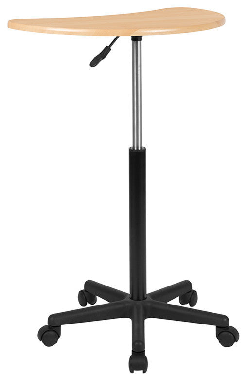Maple Sit to Stand Mobile Laptop Computer Desk