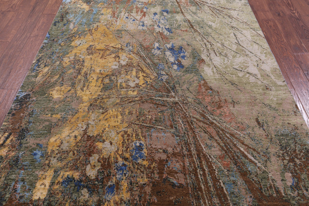 6' 1" X 9' 2" Wool and Silk Modern Handmade Rug Q8890